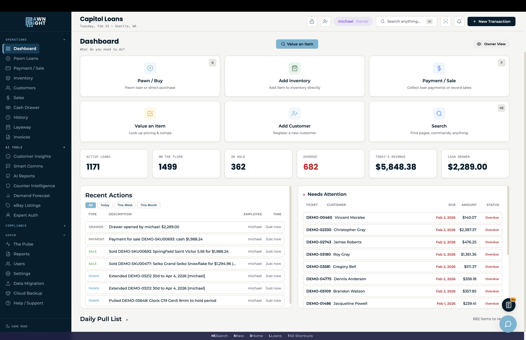 PawnSight Dashboard